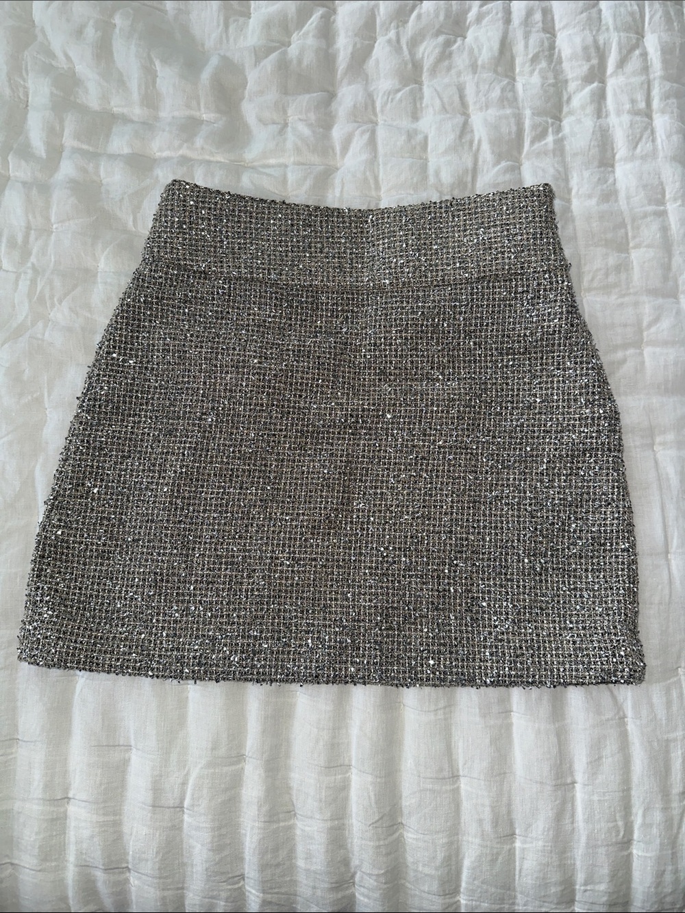Banana Republic Sparkle Tweed Mini Skirt - Silver